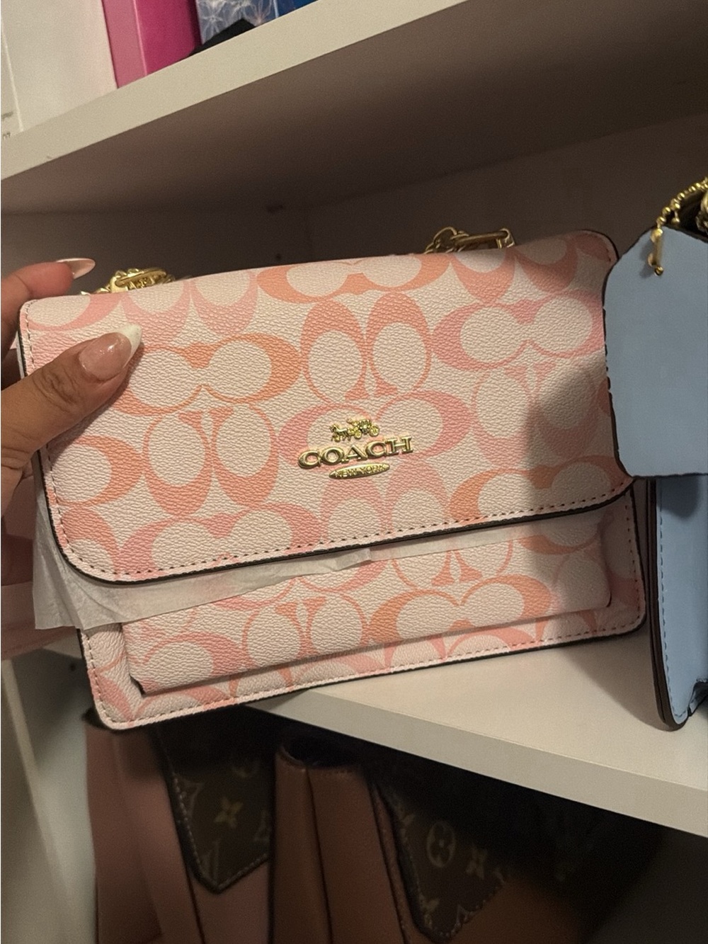 COACH Pink & Peach Signature Chain Crossbody